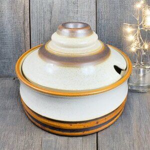 Denby Stoneware Potters Wheel Potterswheel Sugar Bowl with Lid Earth Tones VTG